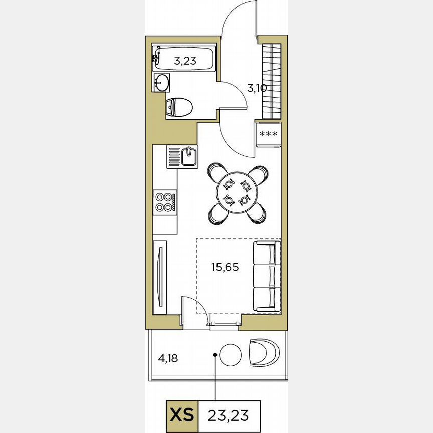 Квартира-студия, 17,1 м², 16/24 эт.