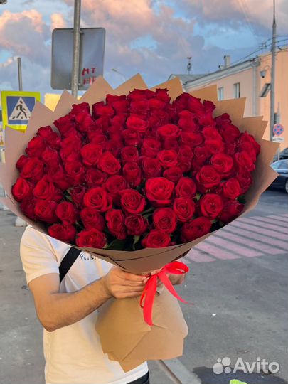 Букет из 101 Роз 70 см / Цветы Розы
