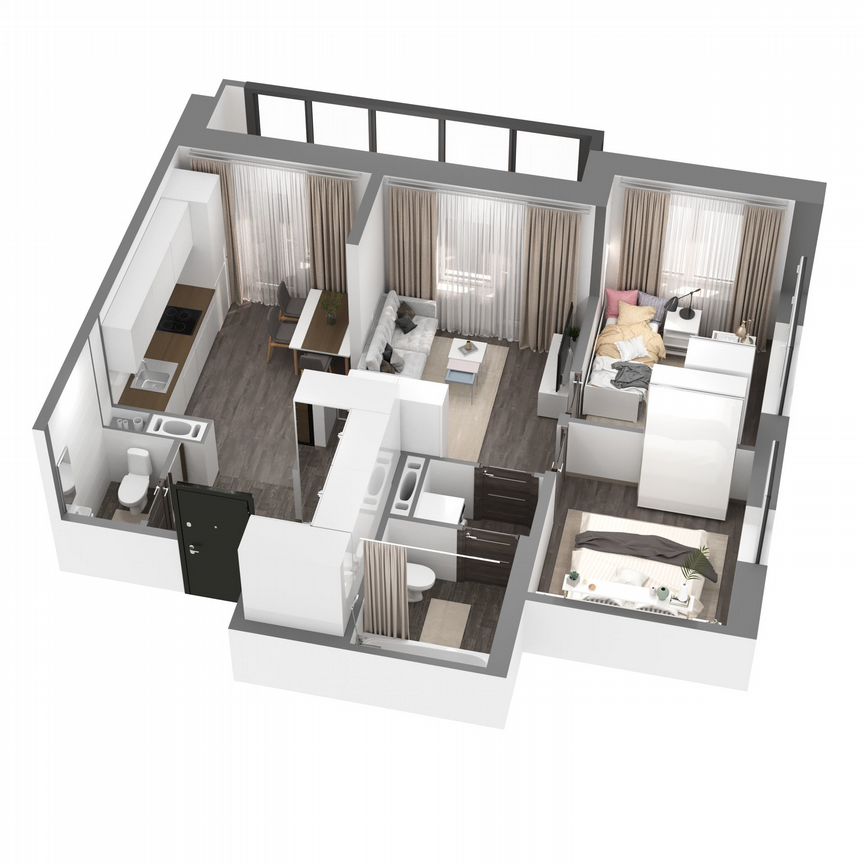 2-к. квартира, 56,6 м², 8/23 эт.