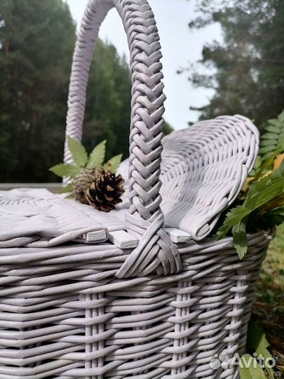 Плетеная корзина с крышкой, ручная работа