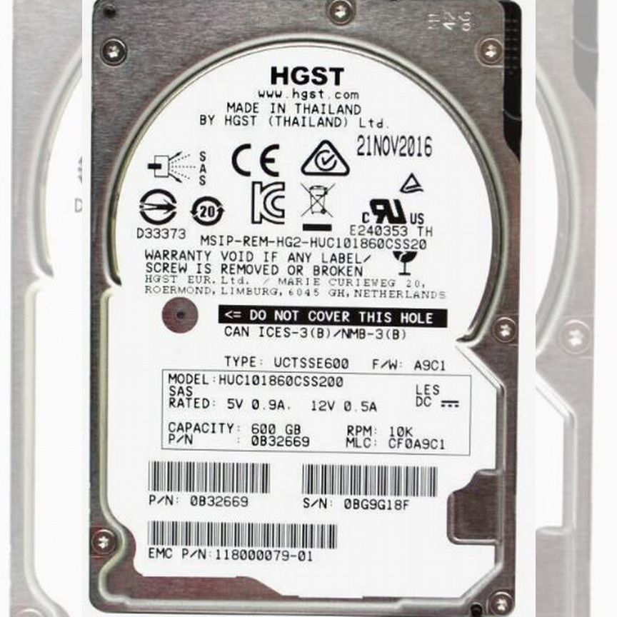 [HUC101860CSS200] 600gb Sas Hdd Hgst Huc101860css200