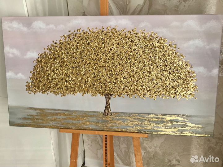Большая картина маслом Золотое дерево благополучия