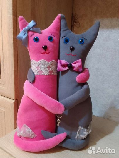 Свадебные коты, котики - неразлучники текстильные