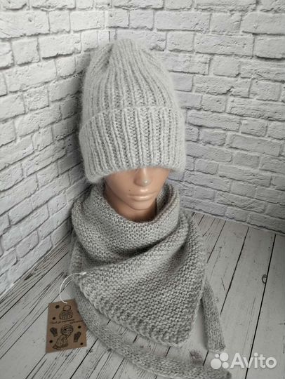 Шапка + косынка пух норки