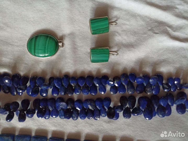 Украшения из малахита и лазурита
