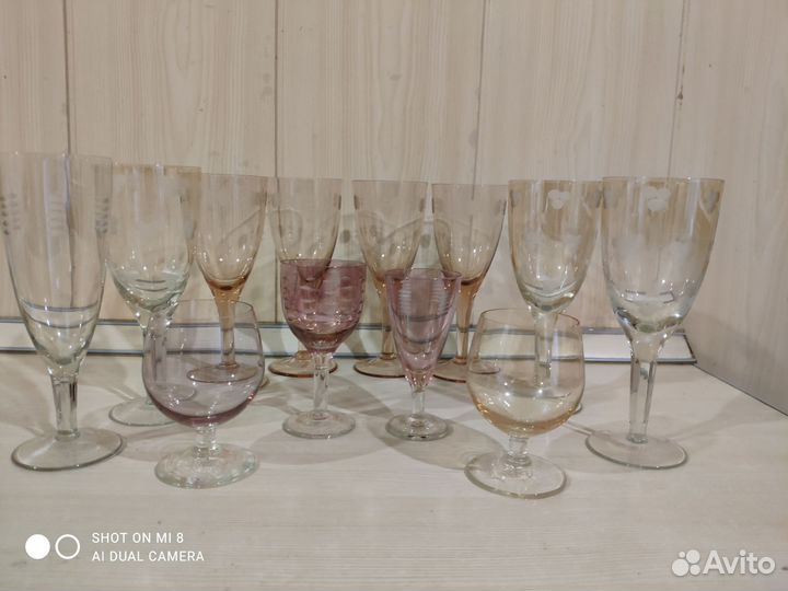 Фужеры цветное стекло СССР бу