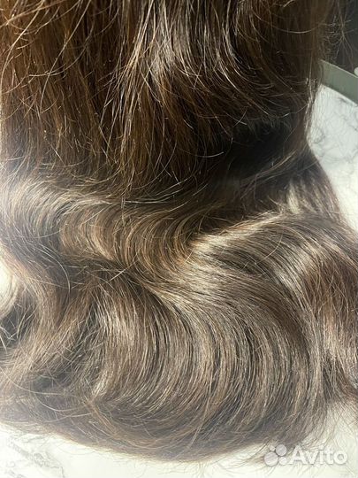 Волосы браун детские фабричные 200 гр.60см волна
