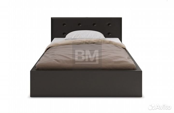 Кровать мягкая черная двуспальная