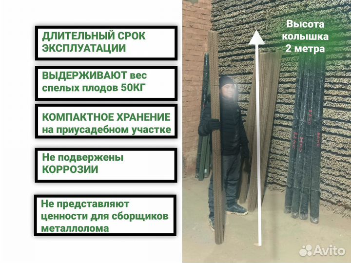 Опоры садовые 2метра для подвязки растений, д12мм