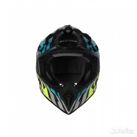 Мотошлем Acerbis Steel Carbon Light Blue Yellow