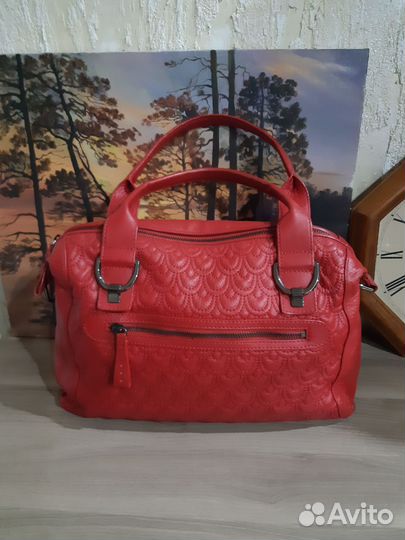 Сумка натуральная кожа красная