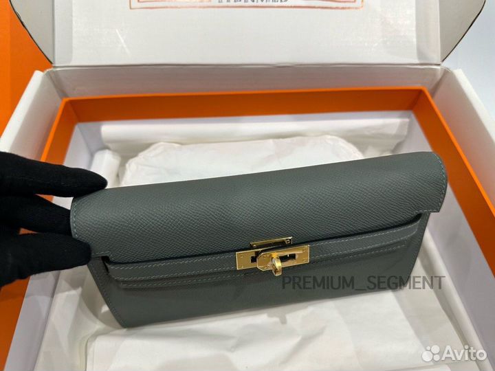 Сумка клатч Hermes Kelly To GO Wallet серая