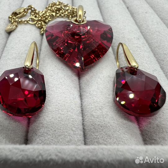 Swarovski комплект Galet серьги кулон сердце