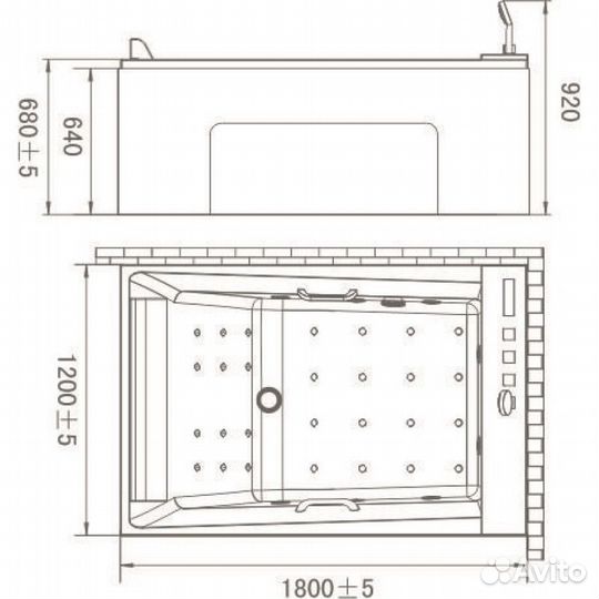 Акриловая ванна Orans 120x180 R 65105r0 с гидрома