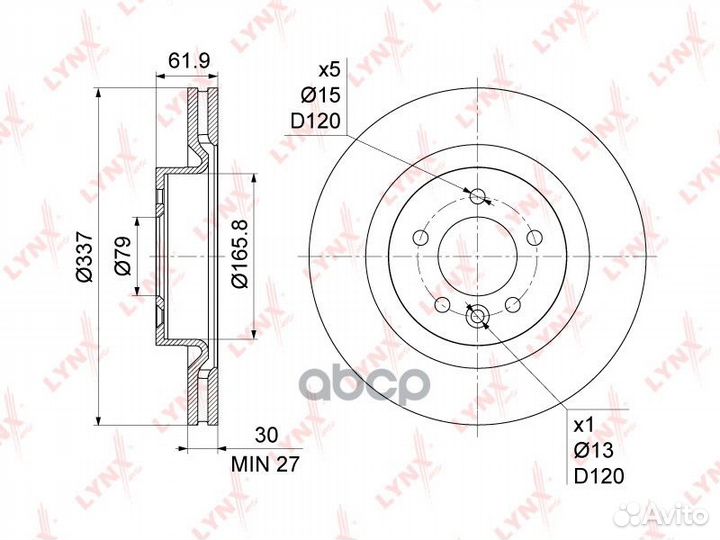 Диск тормозной перед BN1063 lynxauto