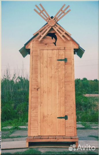 Дачный туалет деревянный прямоугольник мгд 714