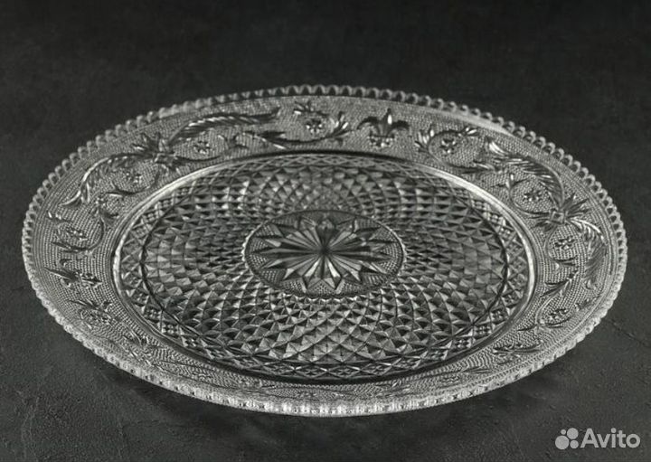 Новый салатник круглый стеклянный большой 35см