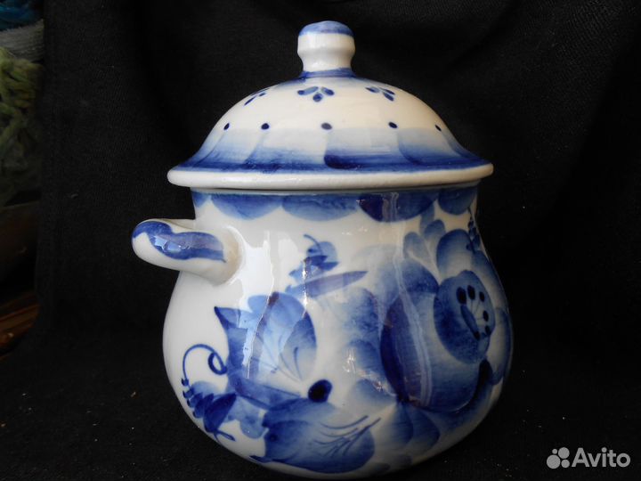 Гжель горшочек, Гжель доска и Рыбка с крышкой