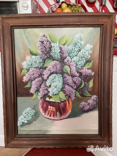 Картина «Сирень» холст масло, старинная