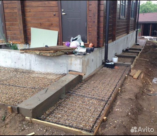 Фундамент бетонные работы отмостки заезды