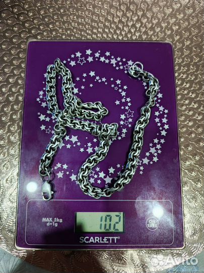 Мужская серебряная цепь бисмарк