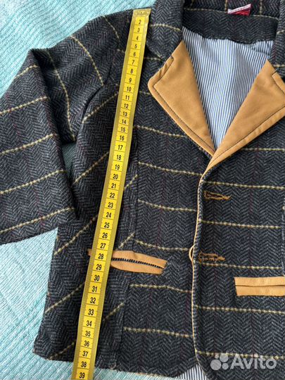 Стильный пиджак 86-92(+брюки,лонгслив,шарф,ремень)