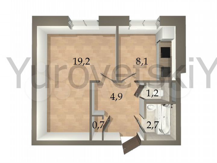 1-к. квартира, 36,8 м², 1/7 эт.