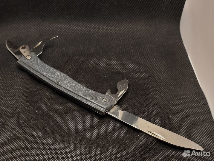 Нож СССР складной 4-х предметный серый