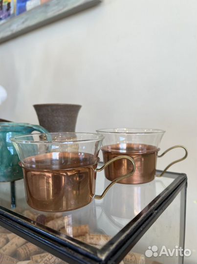 Антикварная форма медь, бокал керамика