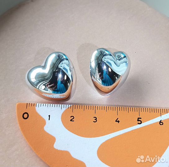 Серьги дутые капли сердца bottega