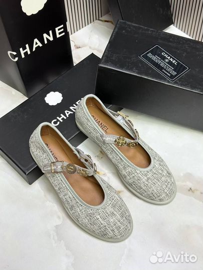 Балетки chanel кожа текстиль / 36-40