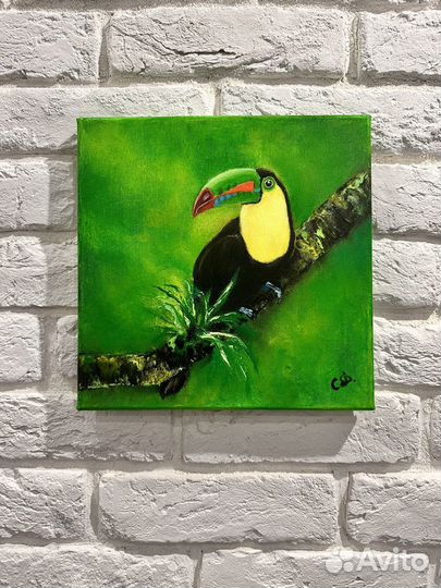 Картина маслом: Попугай Тукан