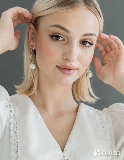 Серьги длинные жемчуг Майорка