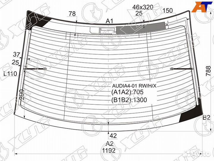 Стекло заднее Audi A4 B6