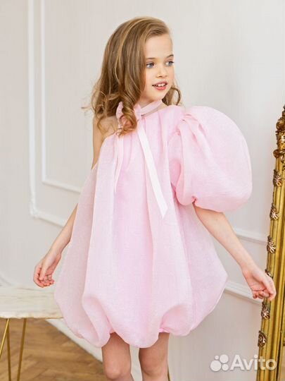 Пудровое платье 140 см Роскошь с детства нарядное