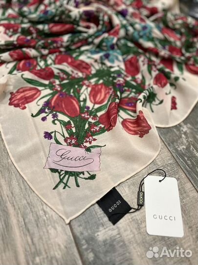 Шифоновый воздушный платок шаль gucci