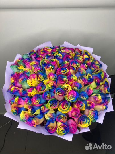 Радужные розы доставка