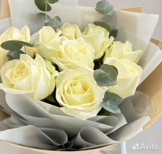 Белые розы эквадор.Букет
