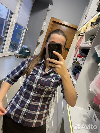 Рубашка женская в клетку (M ) хлопок