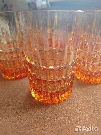 Хрустальные стаканы Оранжевые 10.5 см 6 шт