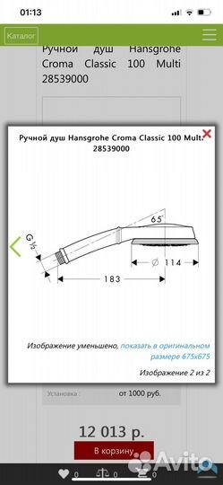 Лейка для душа hansgrohe Croma Classic 100 Multi