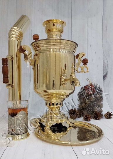 Самовар на дровах латунный (золото) Standart