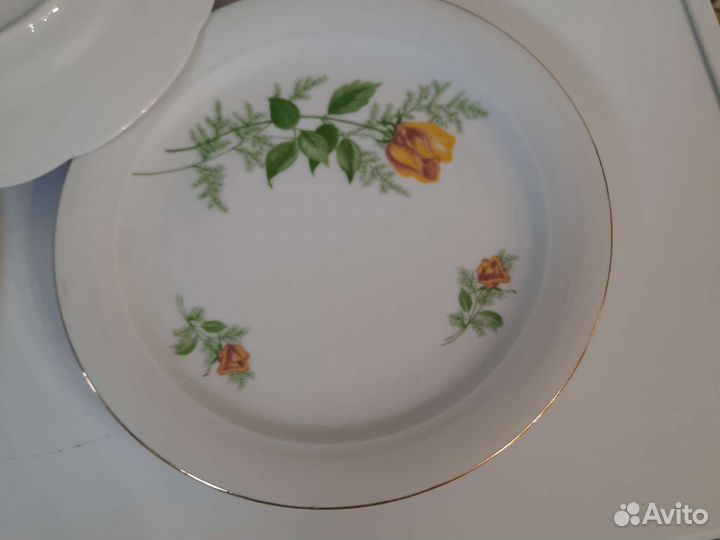 Тарелки гдр kahla желтая роза