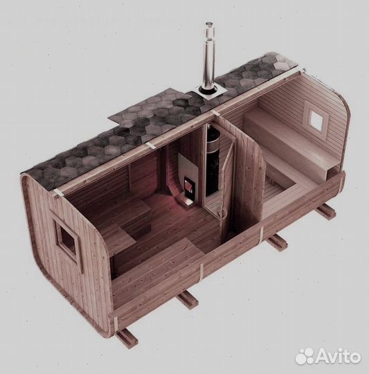 Баня Бочка 2,2*4 с боковым входом