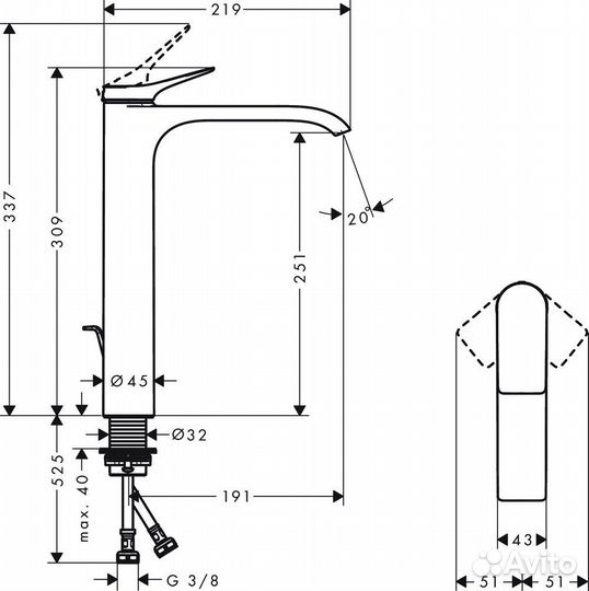 Смеситель для раковины hansgrohe 75040000 Хром