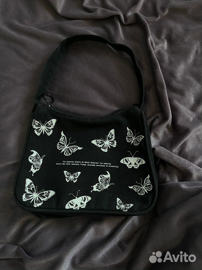Сумка багет с бабочками shein