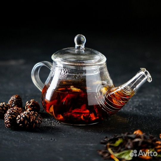 Чайник стеклянный заварочный с металлическим ситом