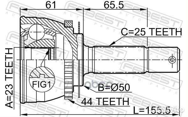 ШРУС наружный 23x50x25 1210-002A44 Febest