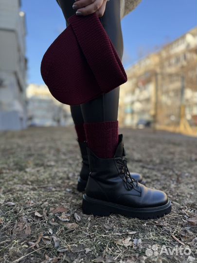 Шапка с отворотом. 100% меринос