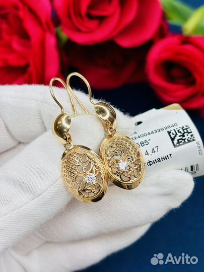 Золотые серьги самовары 585